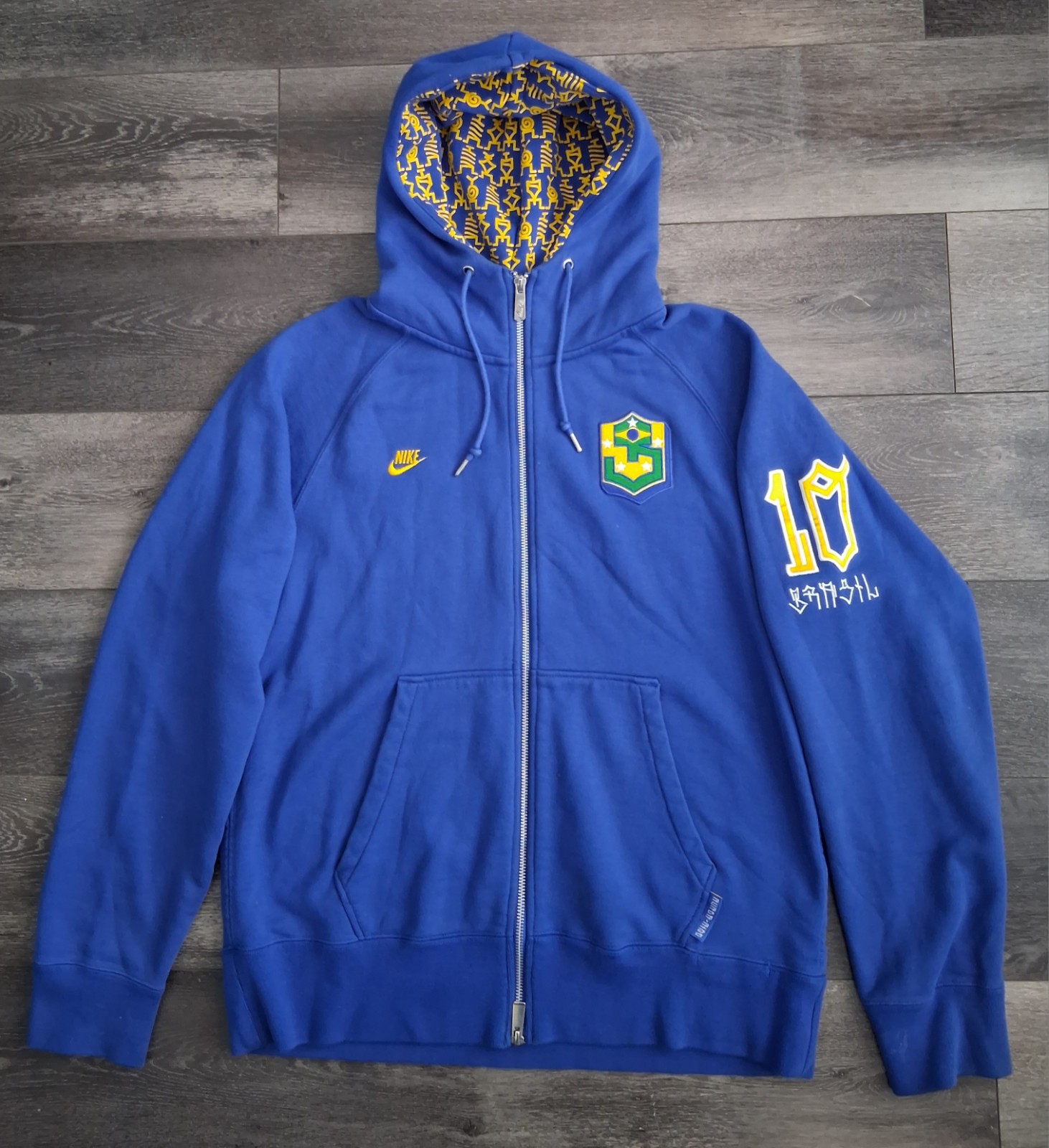 Nike x Nunca Brazil AW77 Full Zip Hoodie 2010 FIFA World Cup Blue Size Medium