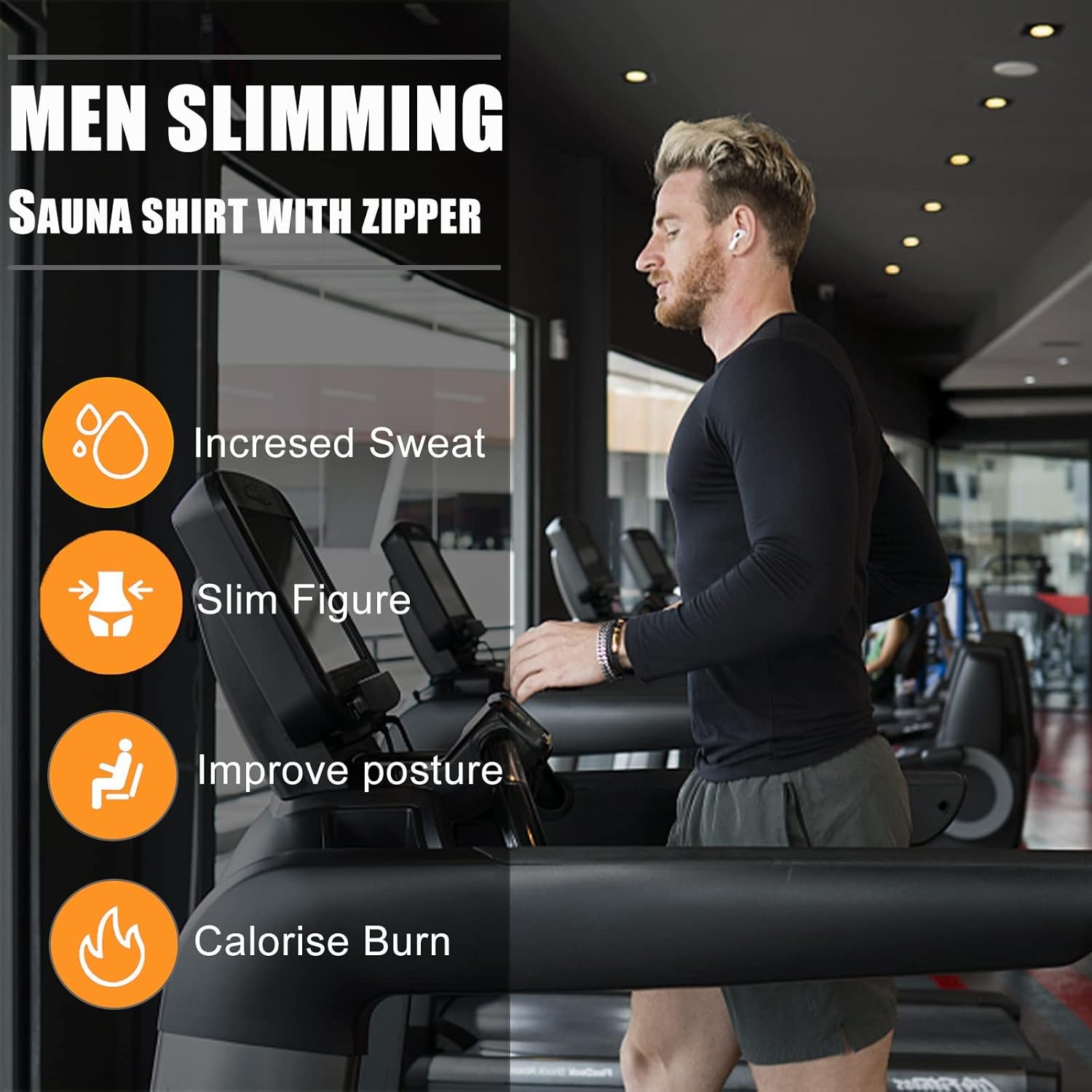 Men Sauna Suits Shirt Waist Trainer Workout Gym Sweat Enhancer Long Sleeve Tank