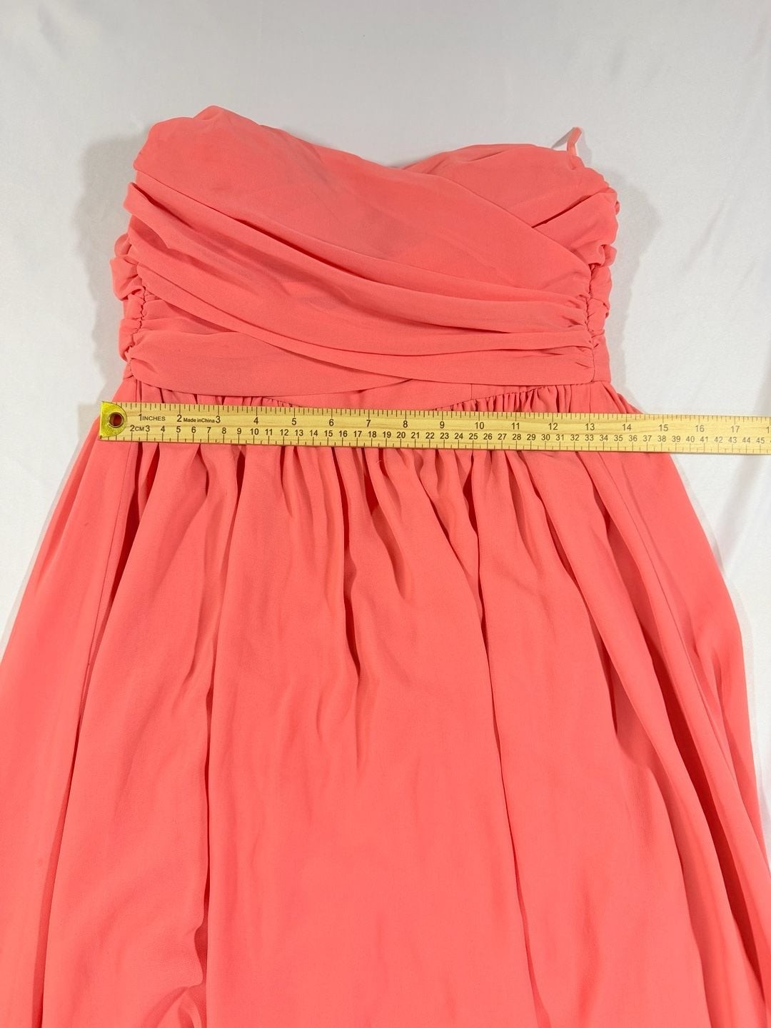Lulus Strapless Chiffon Maxi Dress in Coral Pink