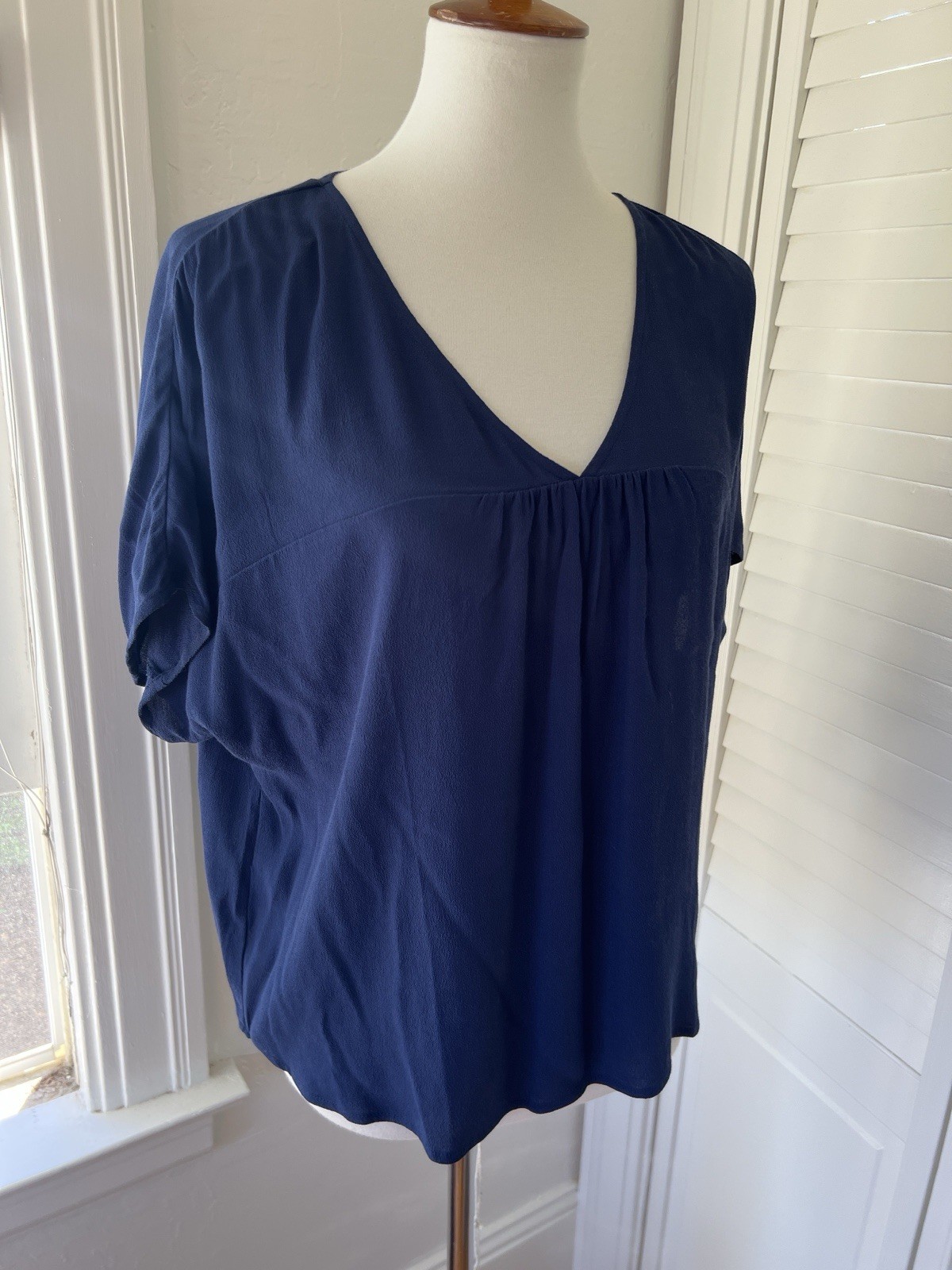 Madewell Navy Blue Short Sleeved Blouse Size Small