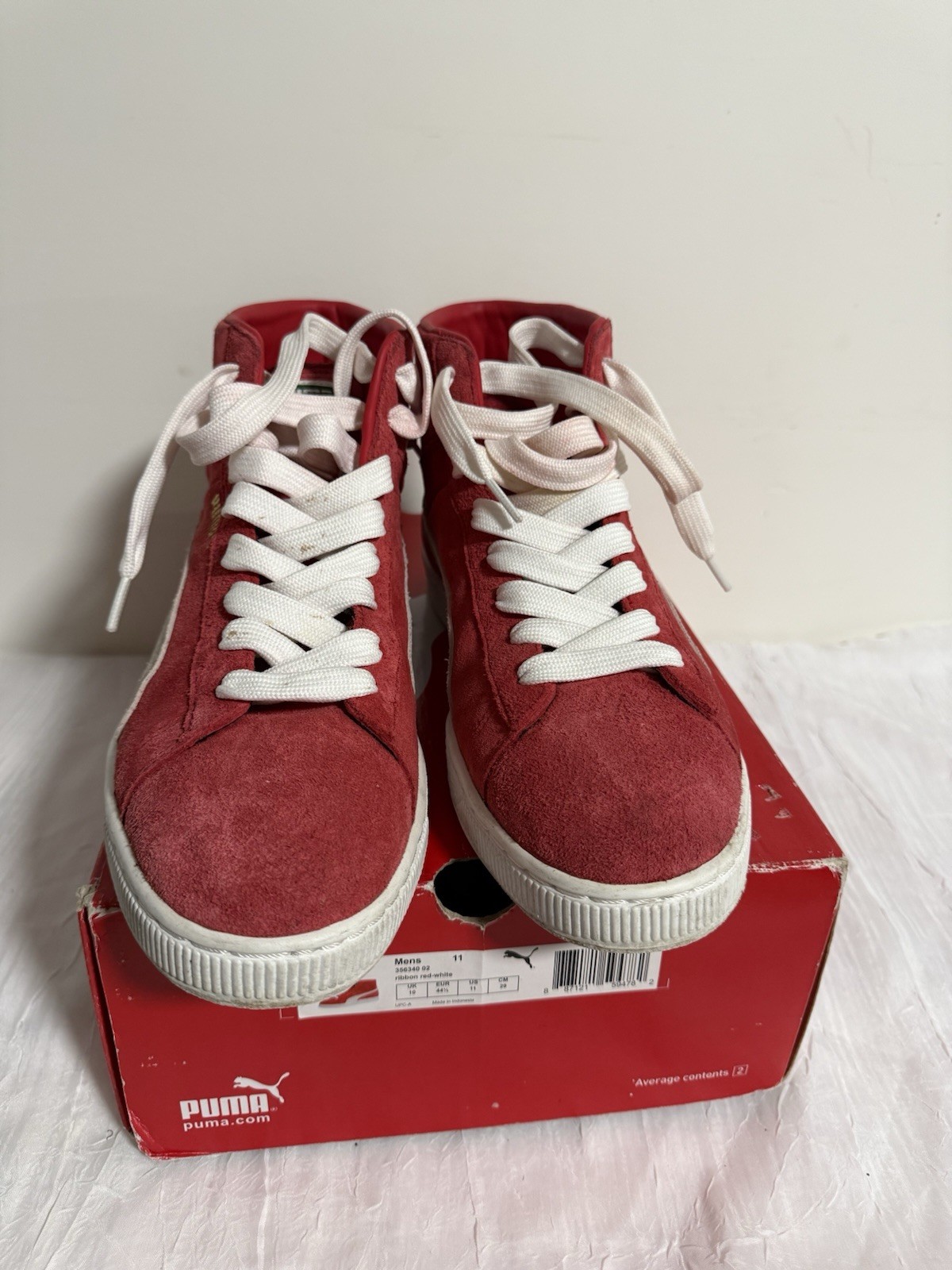 PUMA Suede Mid Classic+ Mid Top Suede Sneaker Red/White 356340 02