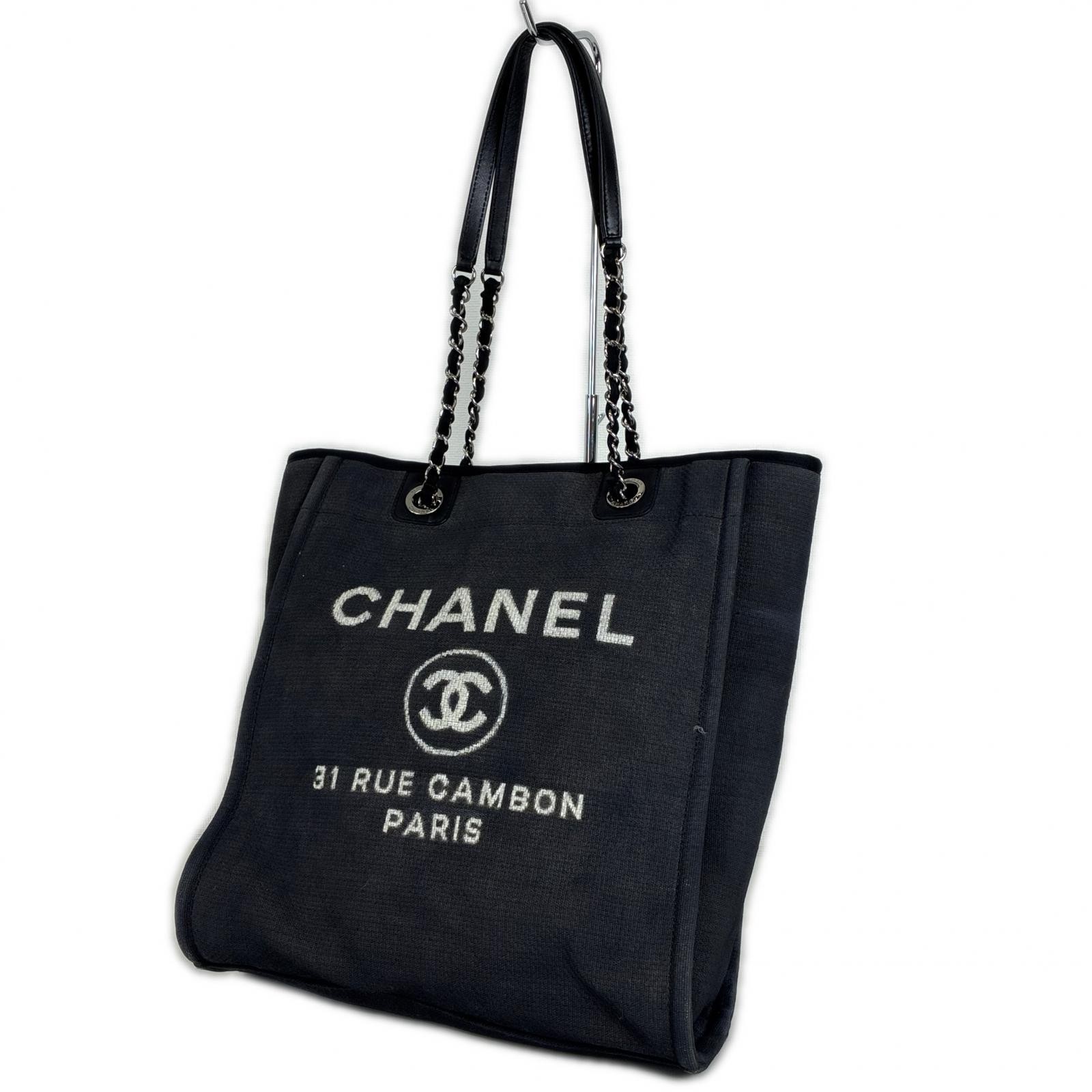 CHANEL Deauville Tote Bag canvas Dark navy