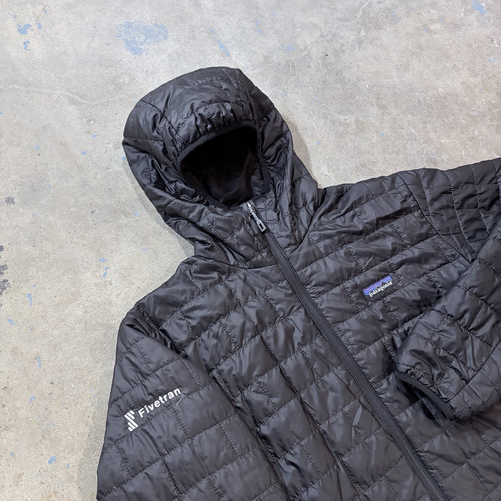Patagonia Nano Puff Hoody Jacket Men M Black Insulated Hooded Company Logo