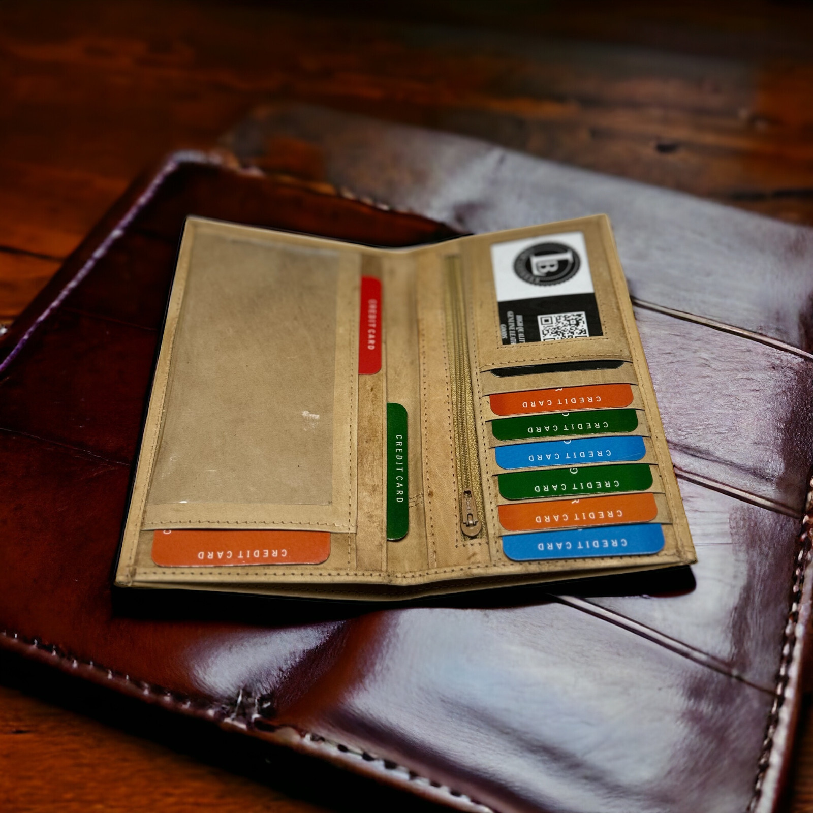 RFID Leather Checkbook Cover With Credit Card Slots and Pen Holder