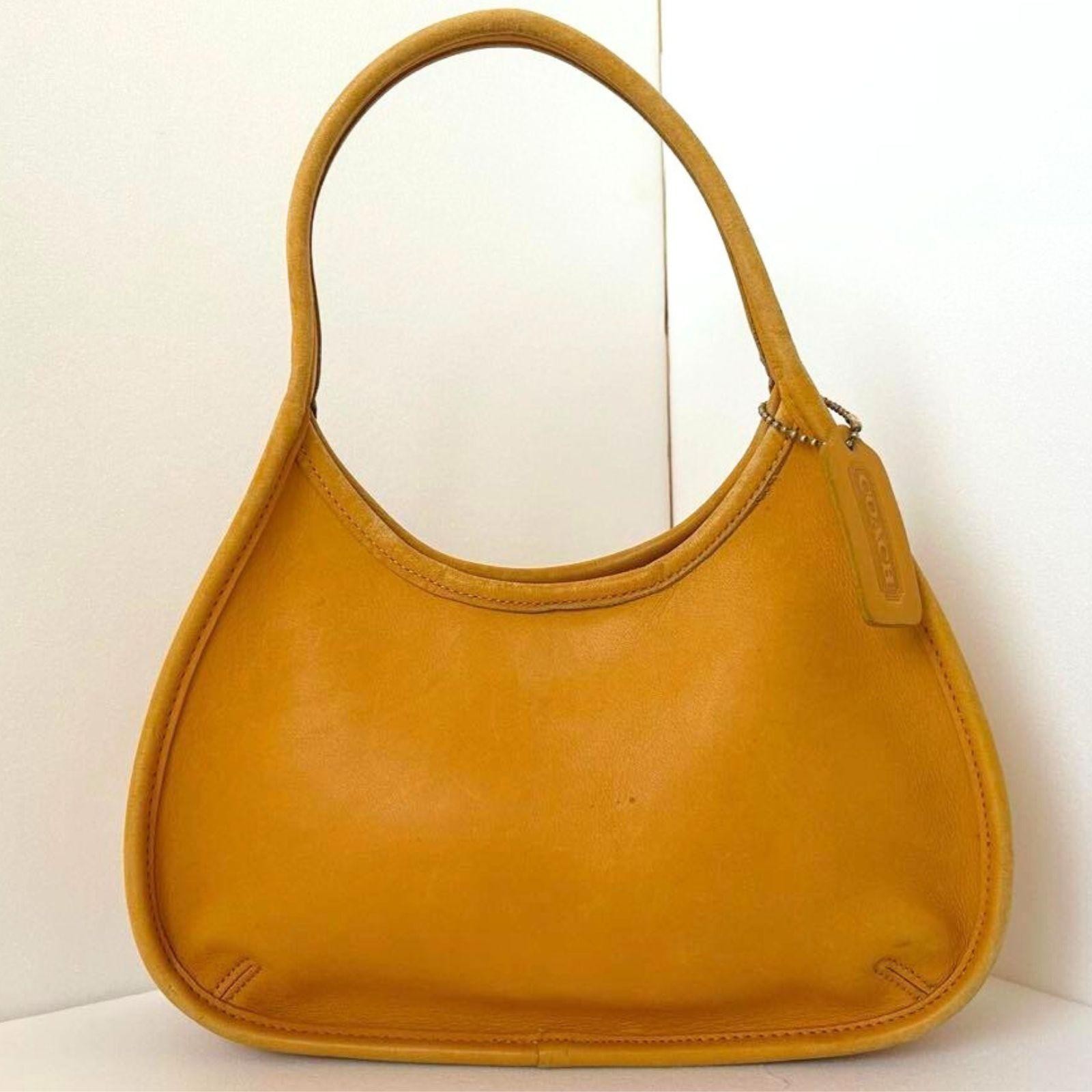 COACH Vintage Ergo 9027 Mini Satchel Shoulder Bag Handbag Leather Yellow USA Y2K