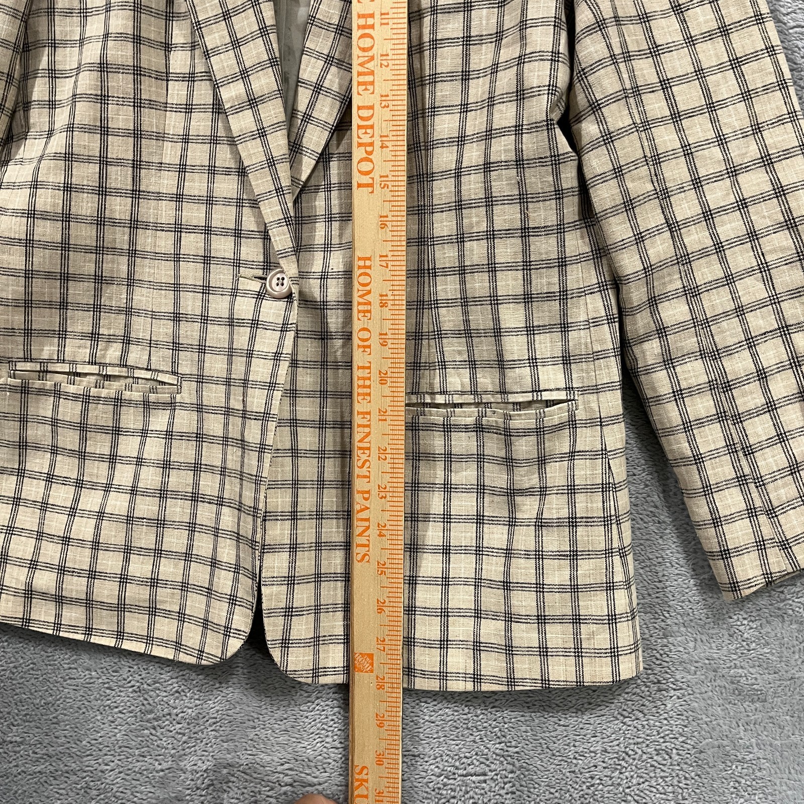 Adolfo Studio Women’s Linen Blend Blazer 8 Petite Plaid Office Preppy Career 90s