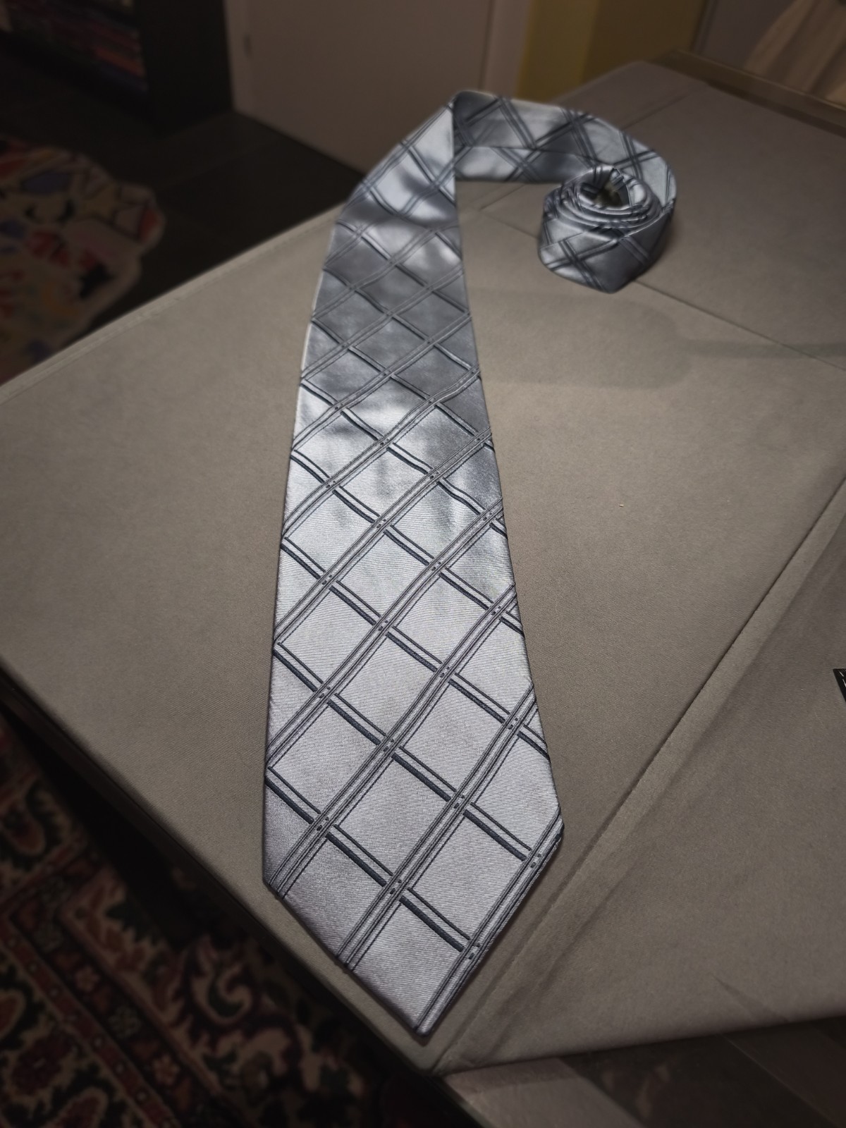 Tino Cosma – Solid Color Grey Scottish Tartan Silk Tie Made in Italy