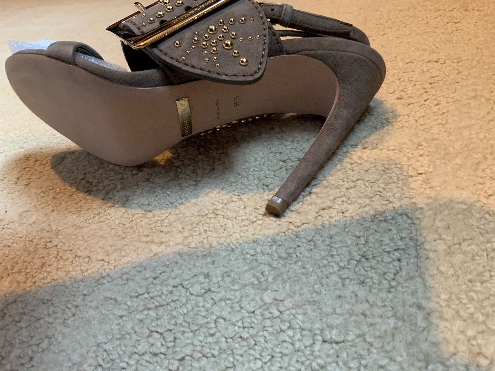 Burberry Suede Studded Padstow Ankle-Wrap Sandals Size 36.5/6.5