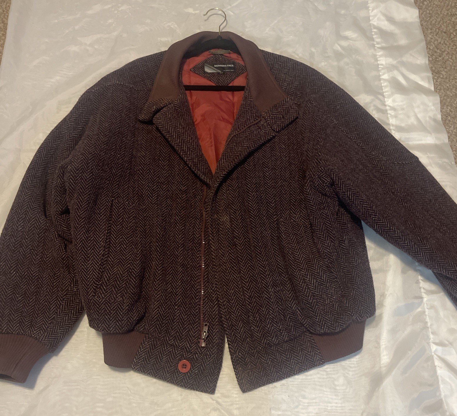 Members Only Men’s Europecraft Wool Jacket Coat Tweed 42 Large Vintage 80s
