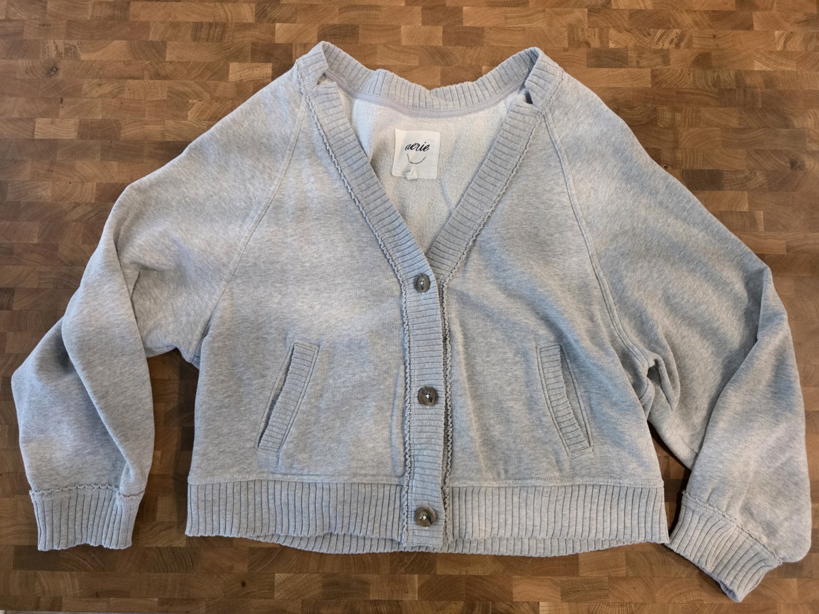 Aerie Gray Women’s Button Up Sweater Size Medium