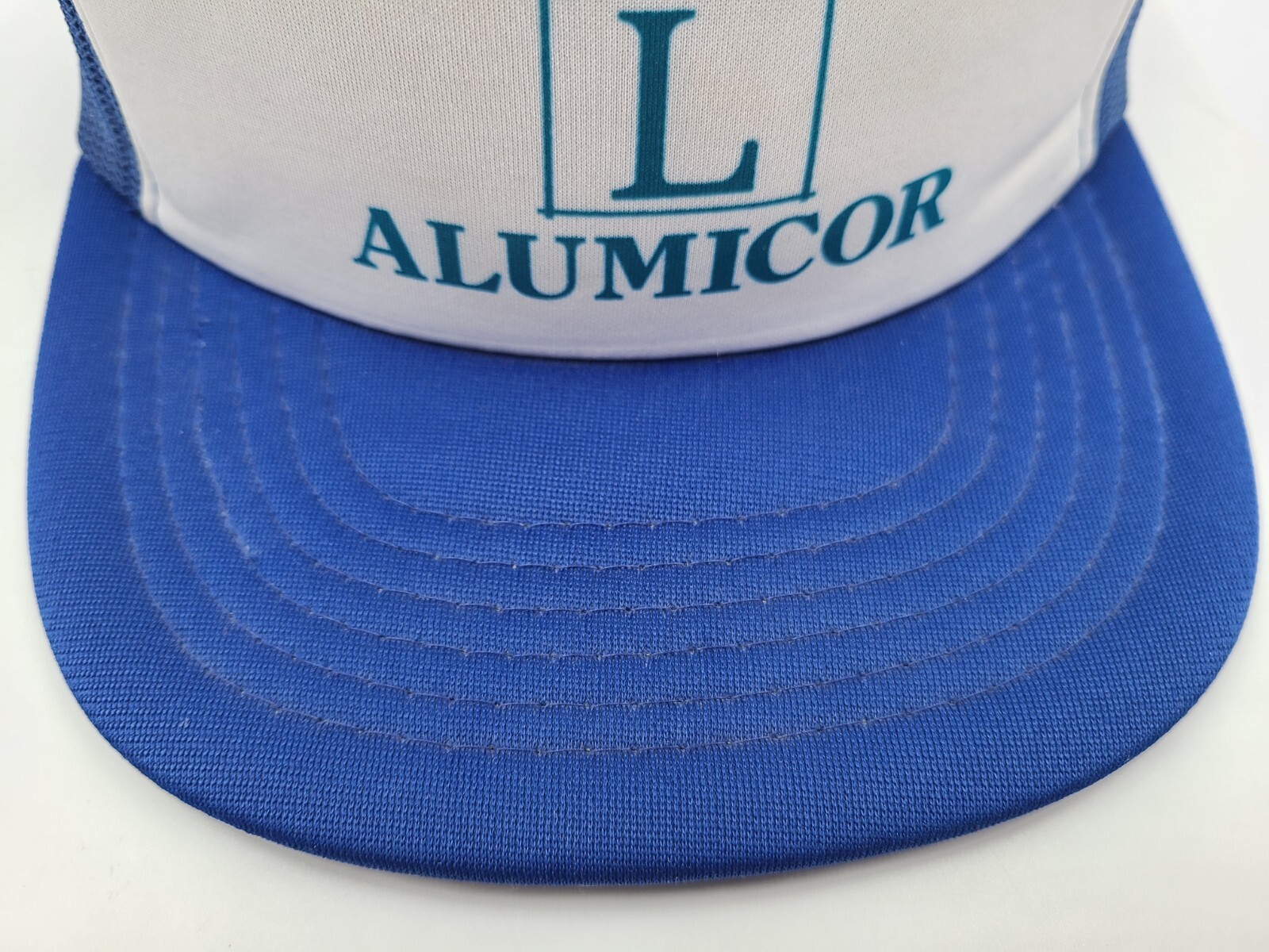 Vintage Alumicor Mesh Trucker Snapback Hat Cap Canada Aluminum Men White Blue
