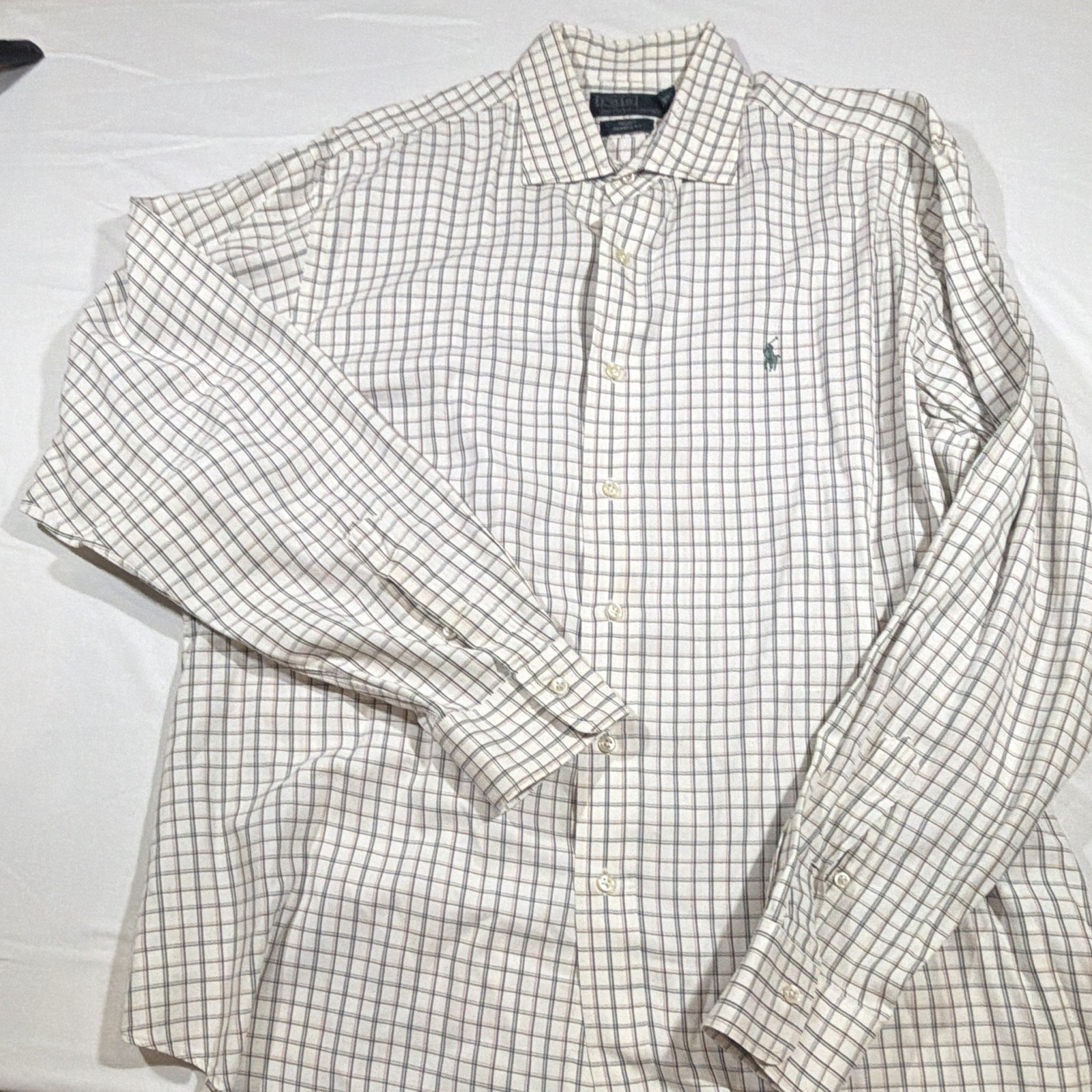 Polo by Ralph Lauren Regent Button-Up Shirt Men’s XL Classic White Check Cotton