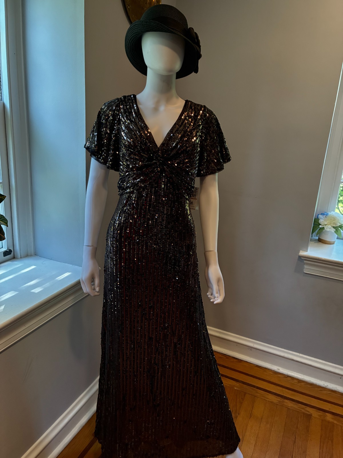 Alex Evening Sequin Evening Gown Formal Maxi Dress Size US 12