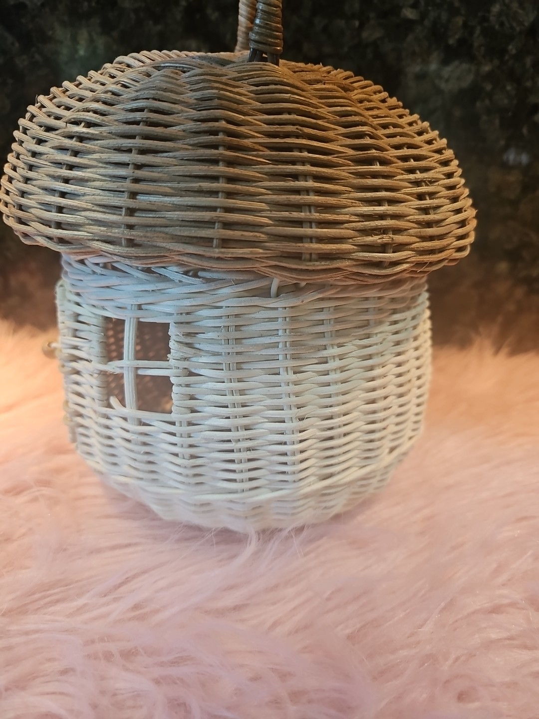 Rattan Mushroom Basket Bag Wicker Woven Women Handbags Beach Straw Bag Box
