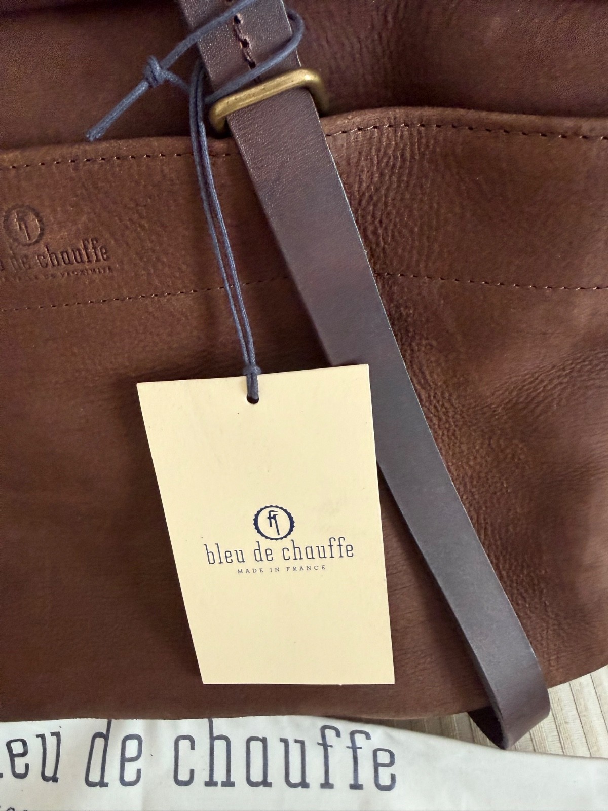 BLEU DE CHAUFFE NEW REPORT BUSINESS BAG COFFEE / WAXED STONEWASHED LEATHER