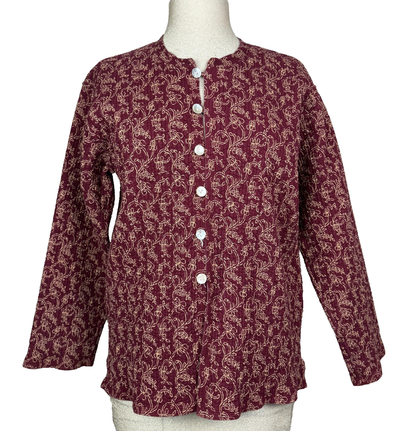 Vtg Orvis Reversible Quilted Jacket Womens M Paisley Boho Hippie Artsy Cardigan