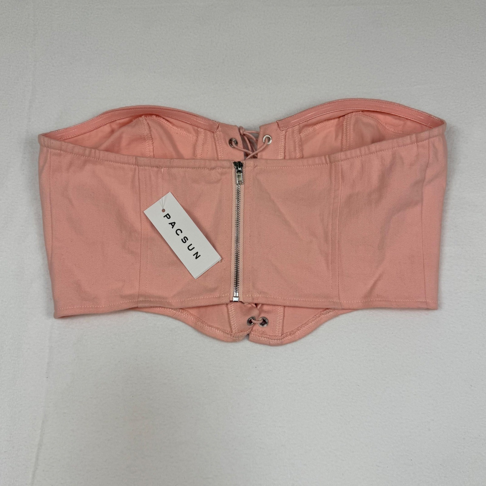 LA Hearts PacSun Pink Lace Up Corset Bustier Tube Top Medium NEW