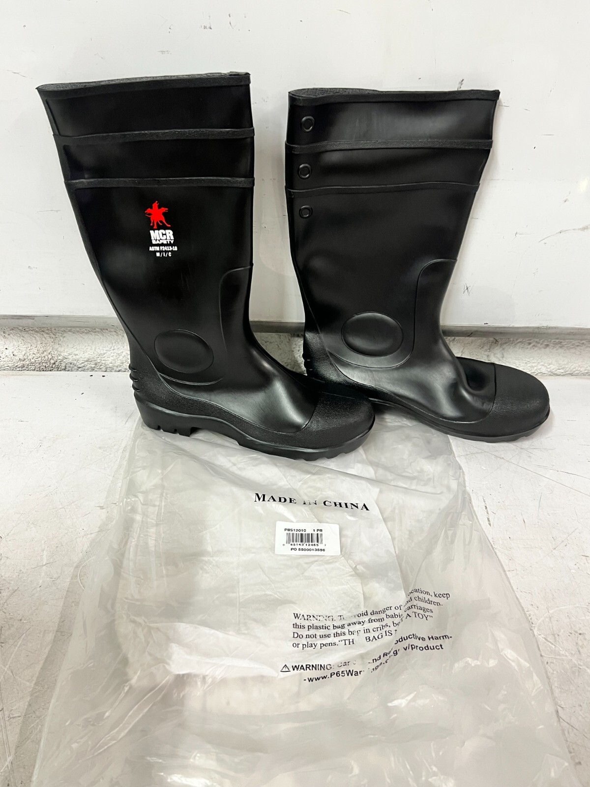 MCR Safety Black PVC Steel Toe Waterproof Rain Boots SIZE 9 – PBS009