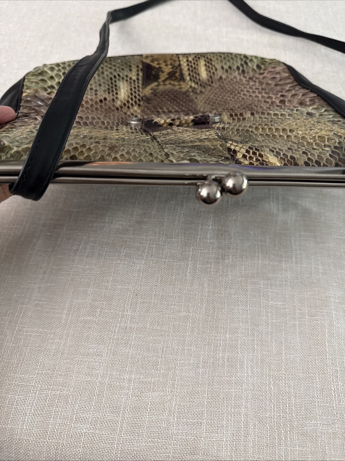 Python Crossbody Handbag Vintage Genuine Snakeskin Natural Leather Purse