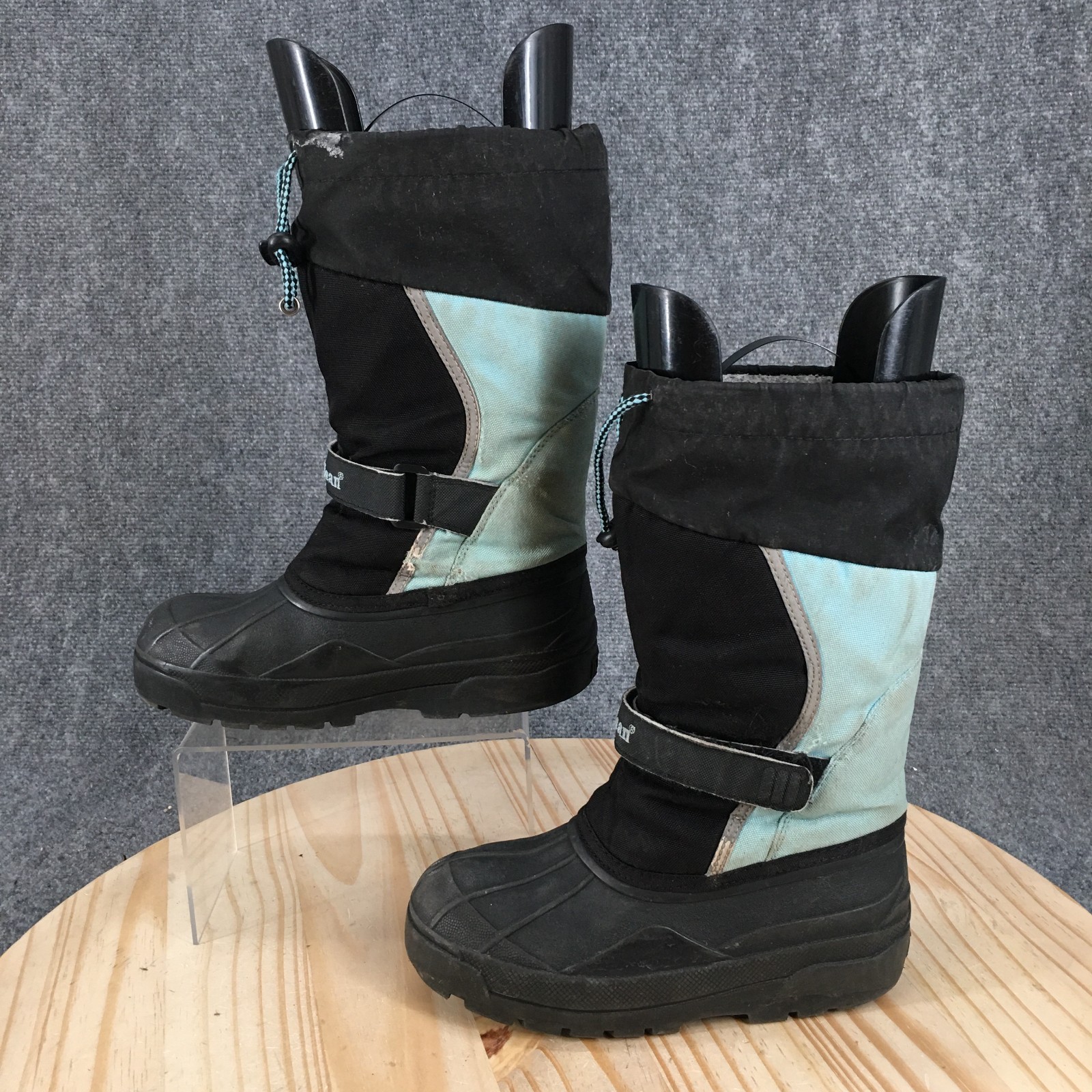 L.L. Bean Boot Children 4 Northwoods Snow Winter Hook-And-Loop Strap Black Blue