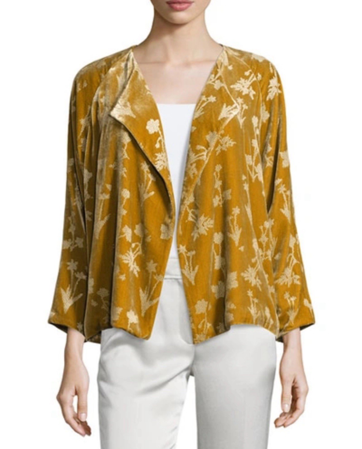 Elizabeth and James “Audrey” Mustard Velvet Velour Women’s Jacket Medium