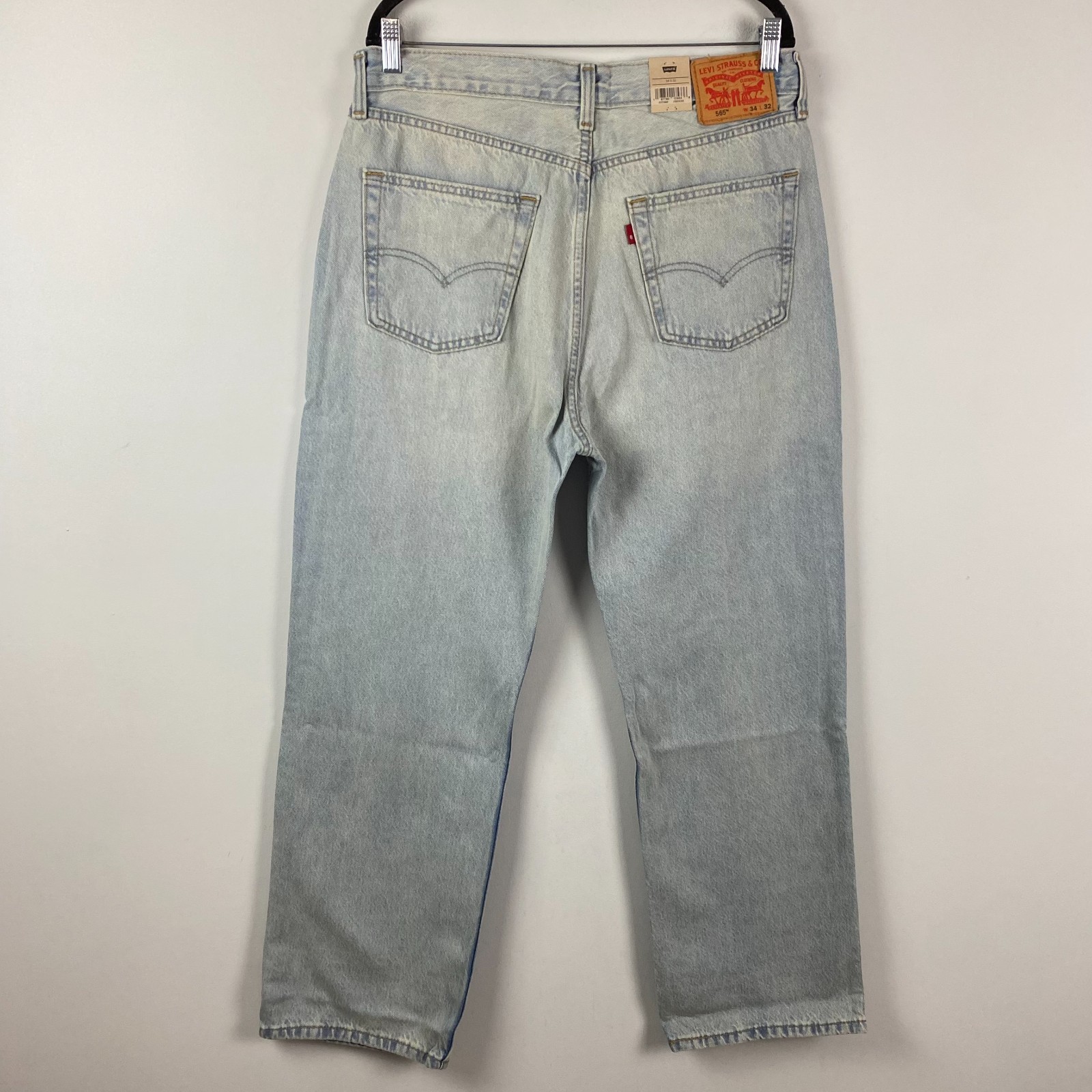 Levis 565 Jeans Mens 34×32 Loose Straight Leg Fit 100% Cotton Denim Light Wash