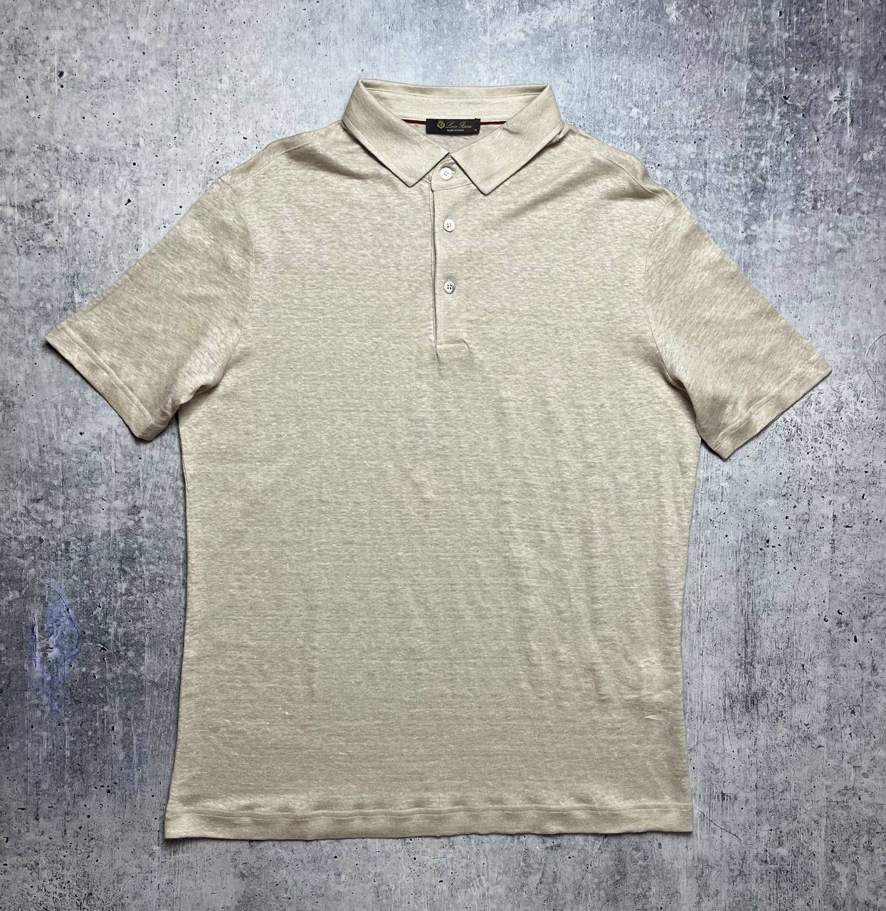 Loro Piana Beige 100% Linen Polo Shirt Mens L/ XL MAC3404 Made in Italy