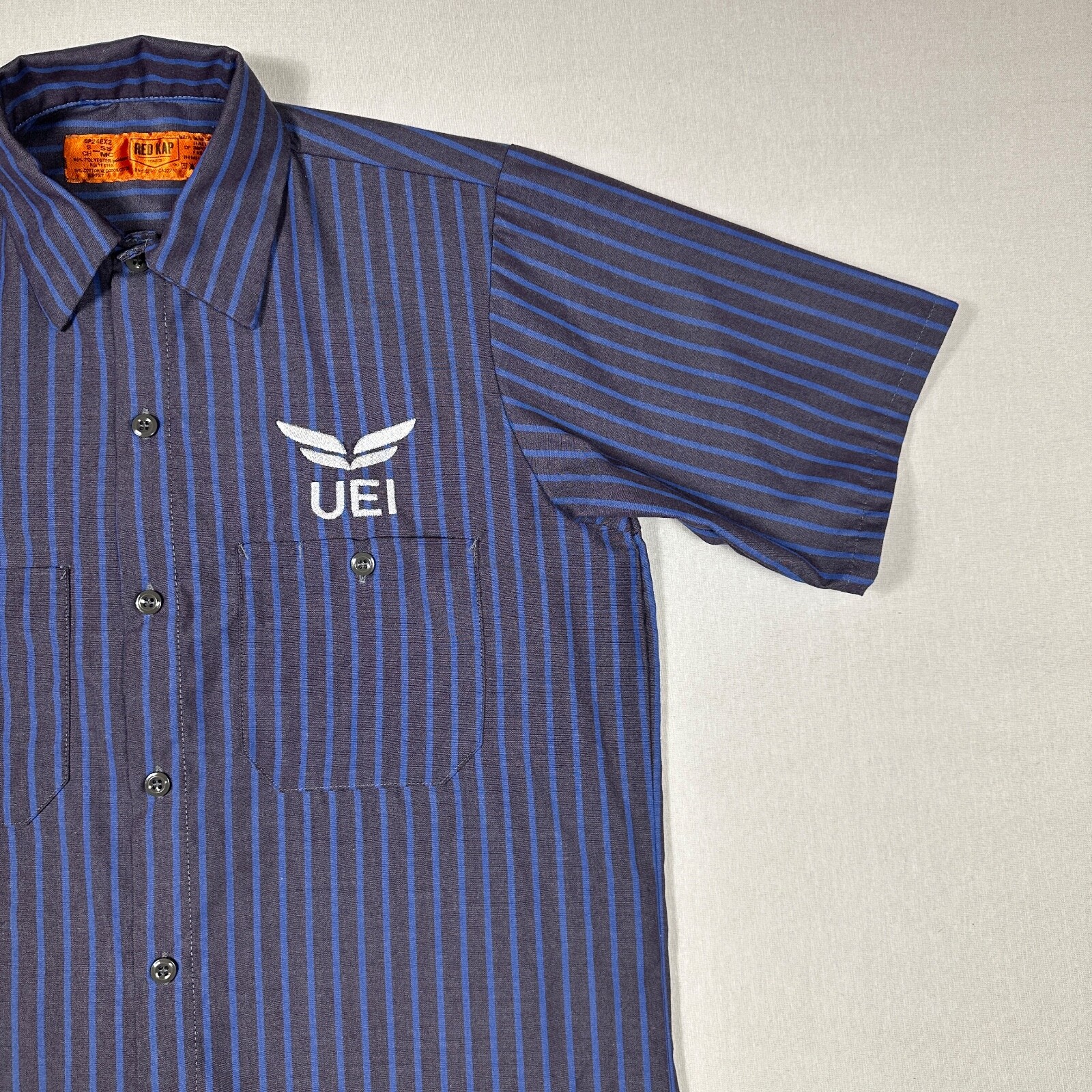 Red Kap UEI Men’s Work Shirt Short Sleeve Industrial Stripe Button Front