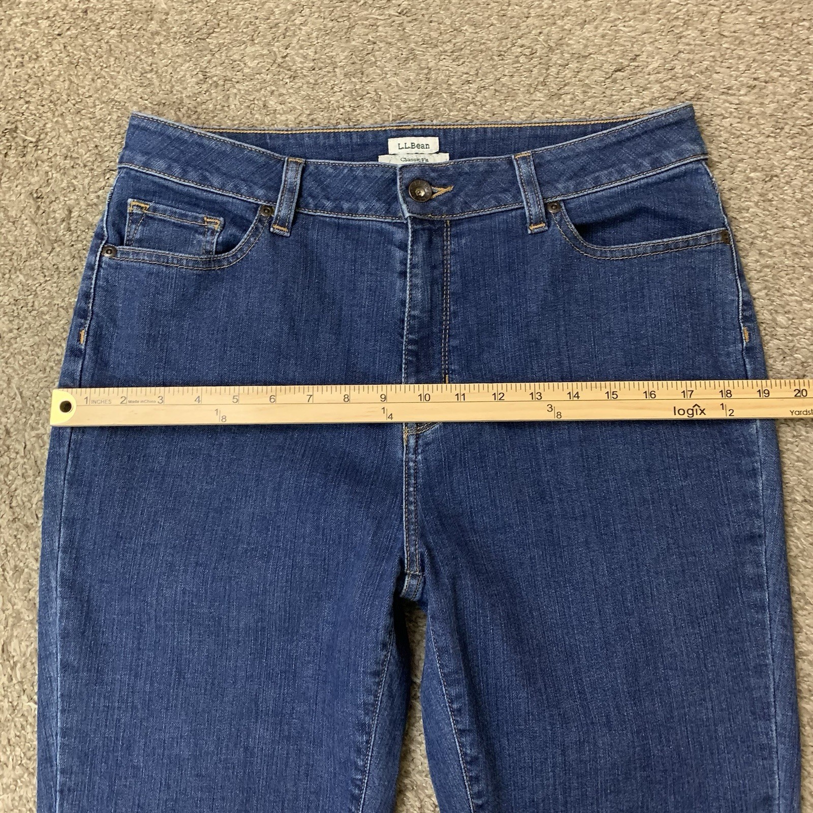 LL Bean Jeans Womens 12 Reg Dark Wash Classic Fit Boot Cut Leg High Rise Stretch