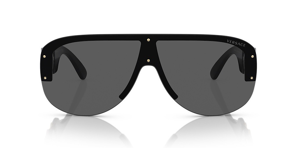 Versace VE 4391 GB1/87 Black Plastic Shield Sunglasses Grey Lens