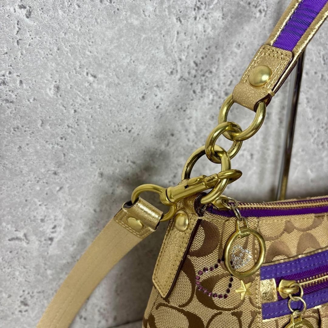 COACH Poppy Signature One Shoulder Bag 2Way Crossbody Charm Y2K Women [LS]