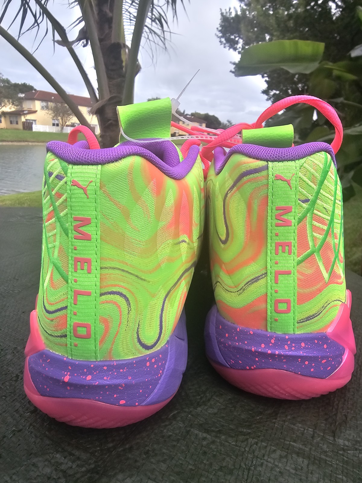 Size 13 Puma MB.01 Men Basketball Shoe Green/Pink/Purple LaMelo Ball 310437 01