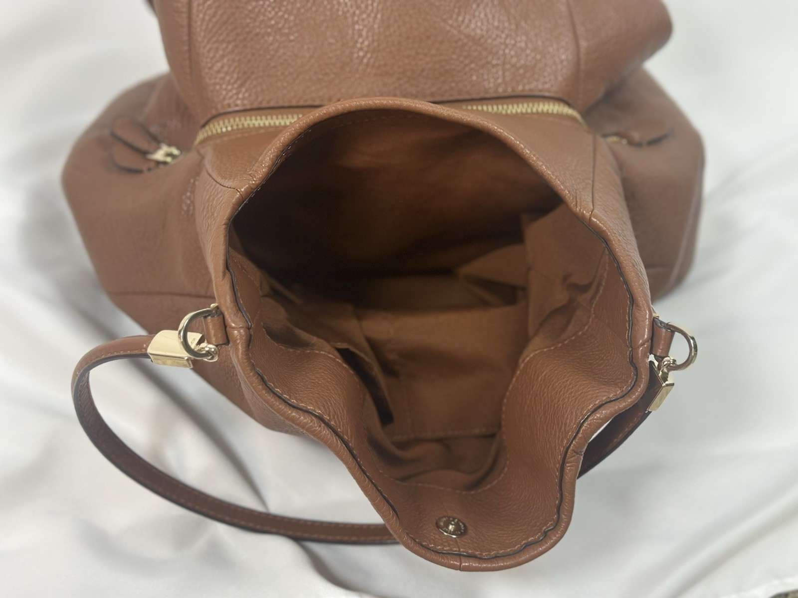 Coach F34495 Madison Phoebe SM Shoulder Bag Saddle Brown Soft Pebble Leather