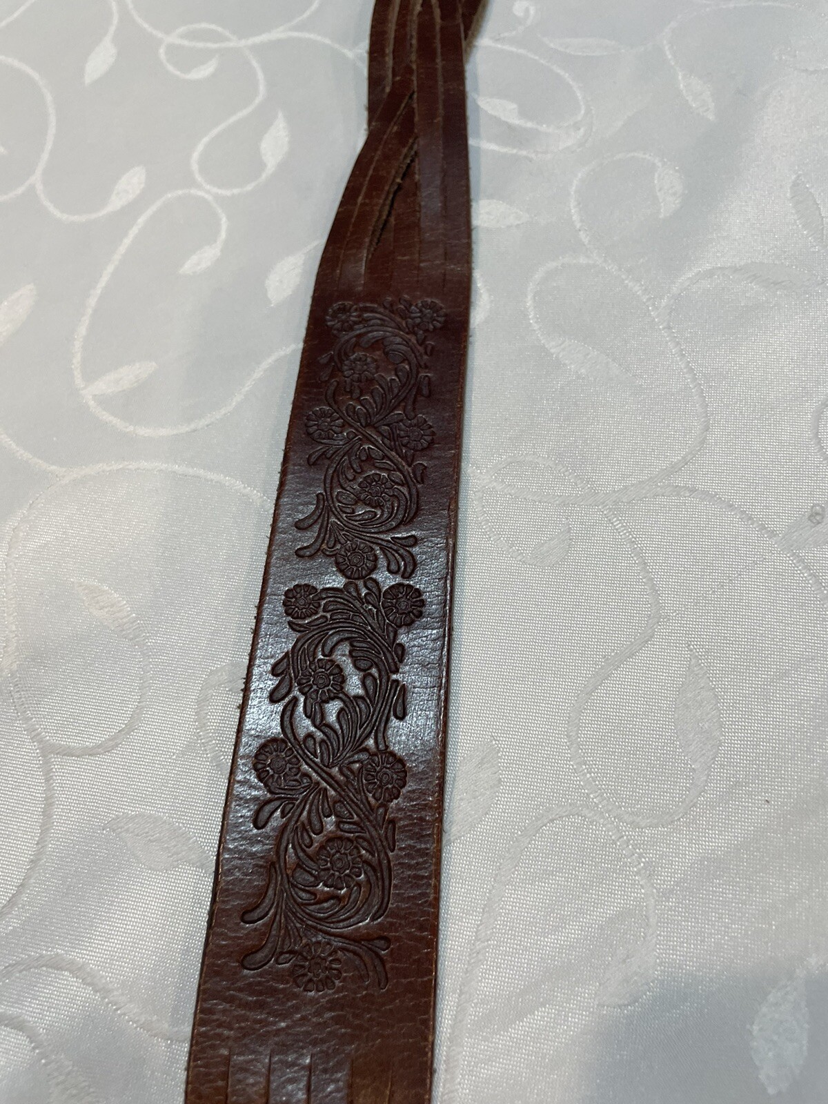 VINTAGE HAND TOOLED LEATHER BELT 41 Inches Belt Length Not Including Buckle