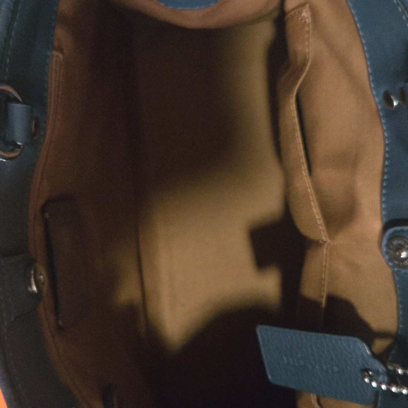 Coach Blue Pebbled Satchel Top Handle Bag Zip Closure, Detachable Strap