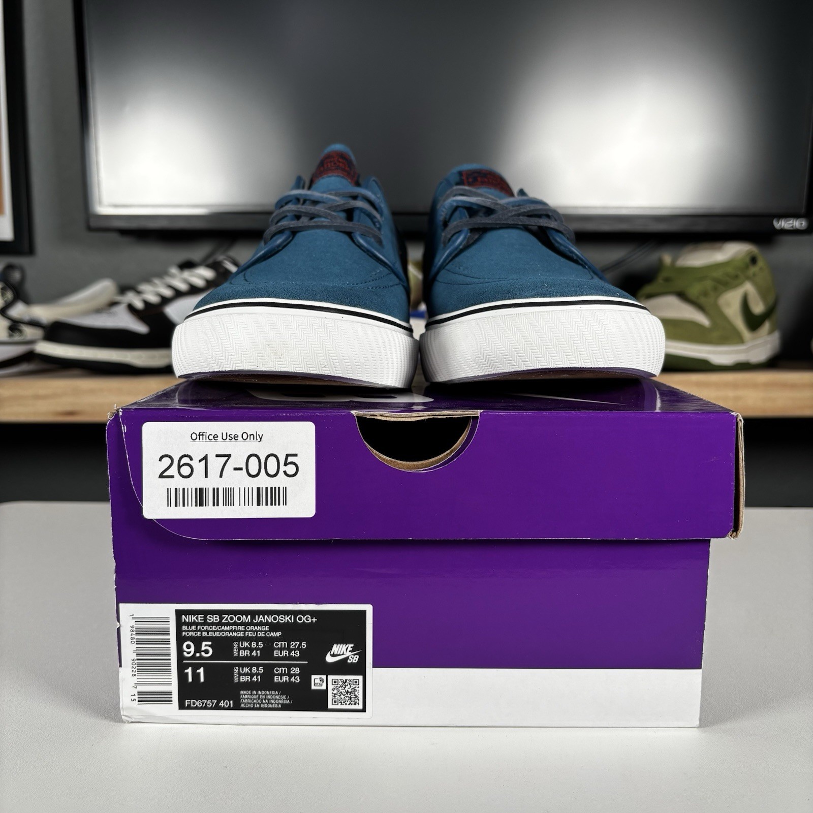 Size 9.5 – Nike Zoom Stefan Janoski OG+ SB Blue Force Campfire Orange