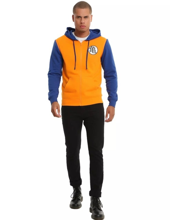 Dragon Ball Z Kame Symbol Contrast Zip-Off Hoodie Size Medium Color Orange/blue
