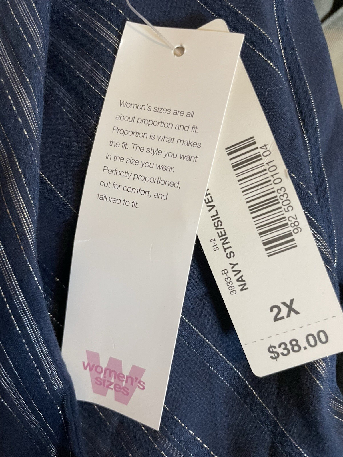 a.n.a Button Front Top Shirt, NEW, Blue w/Silver Stripes, Plus Size 2X