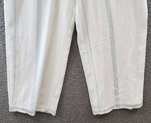 Calvin Klein Multi-Stripe Textured Wide-Leg Pants Women’s L Brilliant White