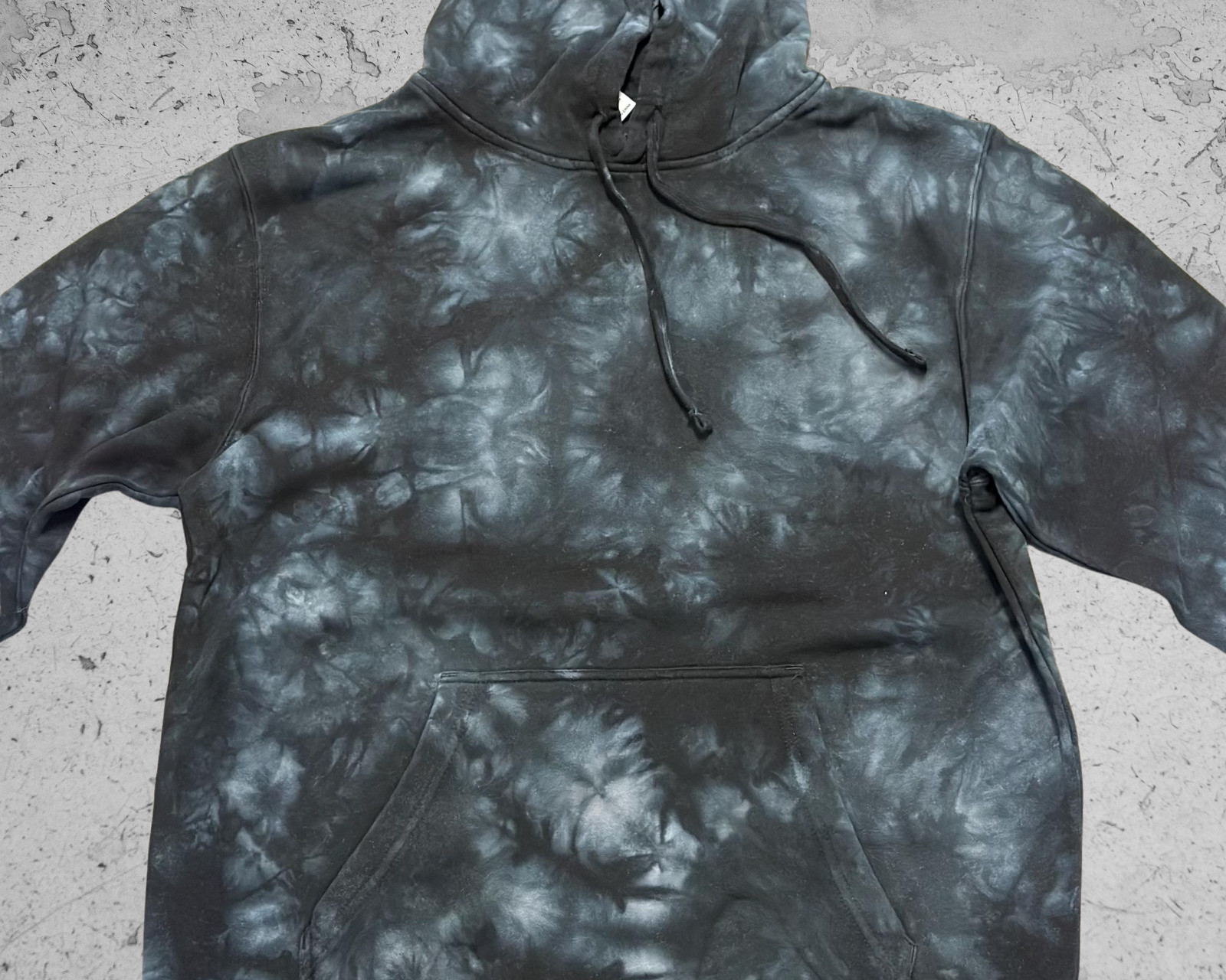 *NEW* Black Tie Dye Fleece Pullover Hoodie, Independent Trading Co. – LARGE