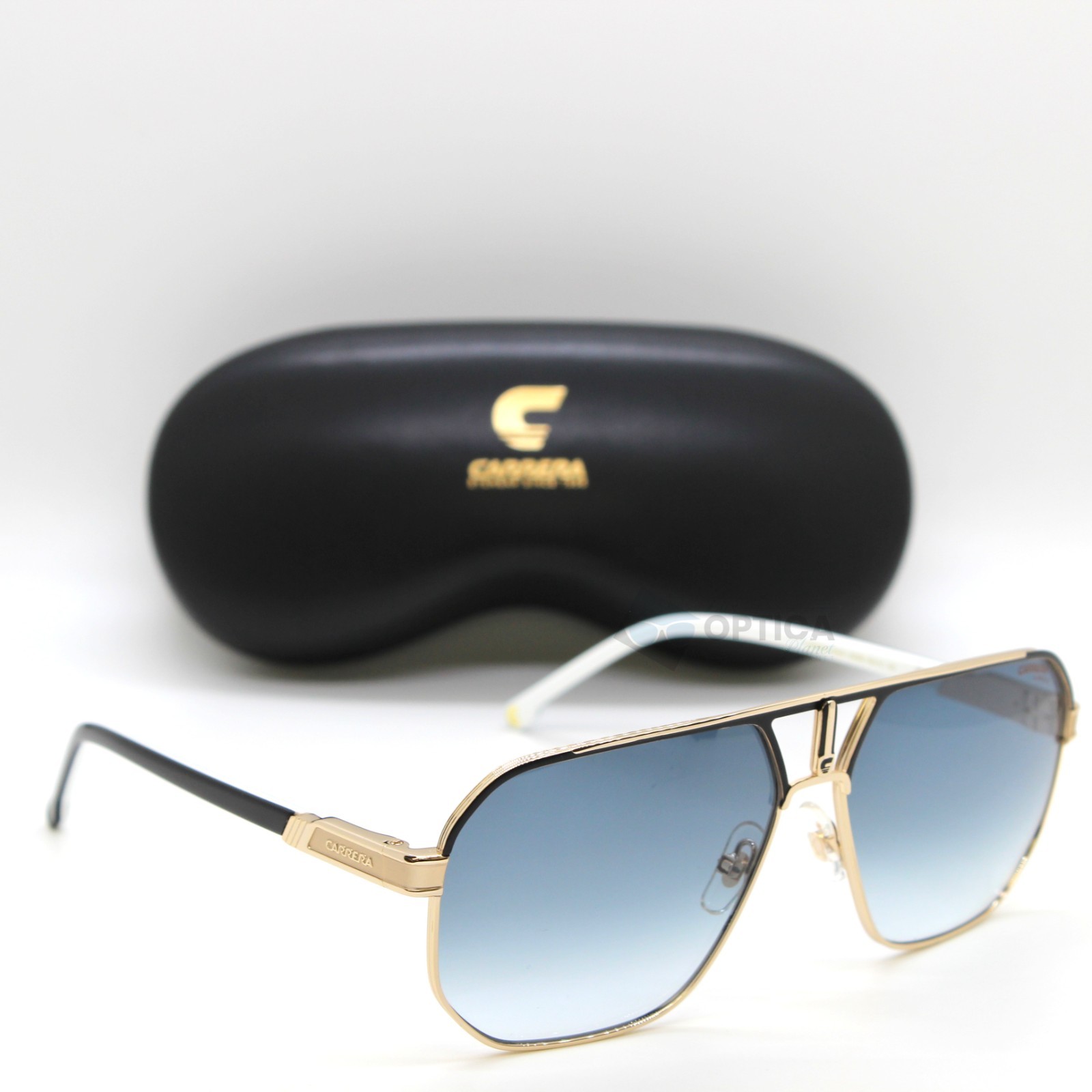 NEW Carrera 1062/S Sunglasses Metal Navigator Black Gold Frame / Blue – 2M2 62mm