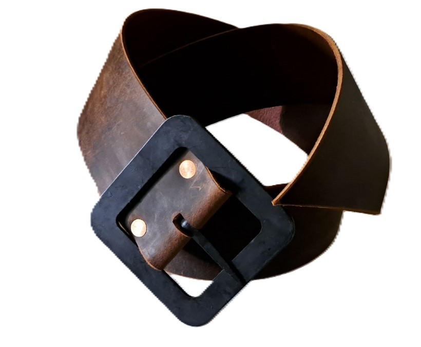 XL Mountainman Belt-3″ Genuine Leather Distressed-Look, Iron Buckle USA