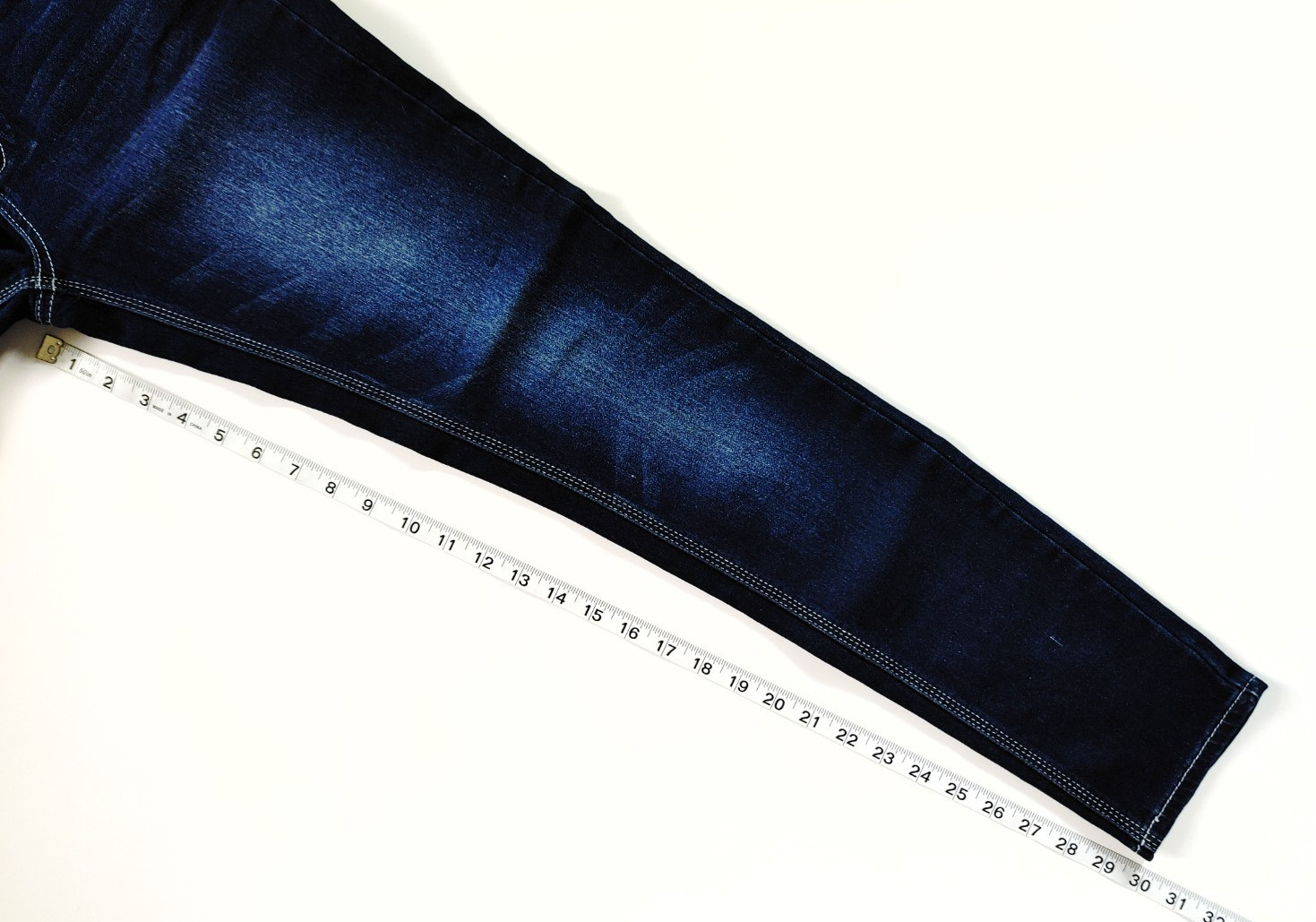 RAMPAGE “WES” Ladies 9 Skinny Stretch High Rise Jeans Dark Blue White Stitch EUC