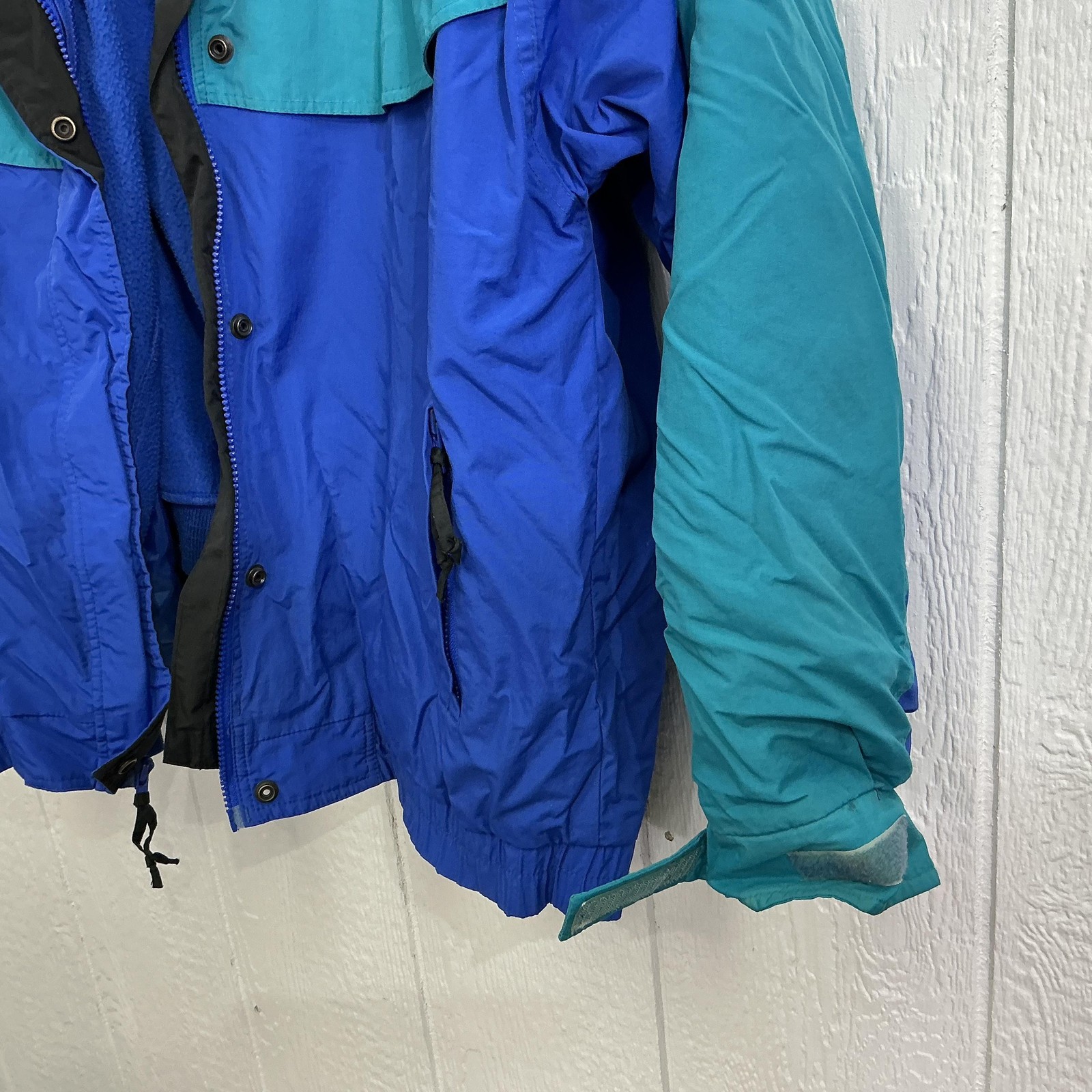 Vintage Hunt Club Jacket Mens Large Blue Teal 3-in-1 Zip Fleece Liner Ski 90s