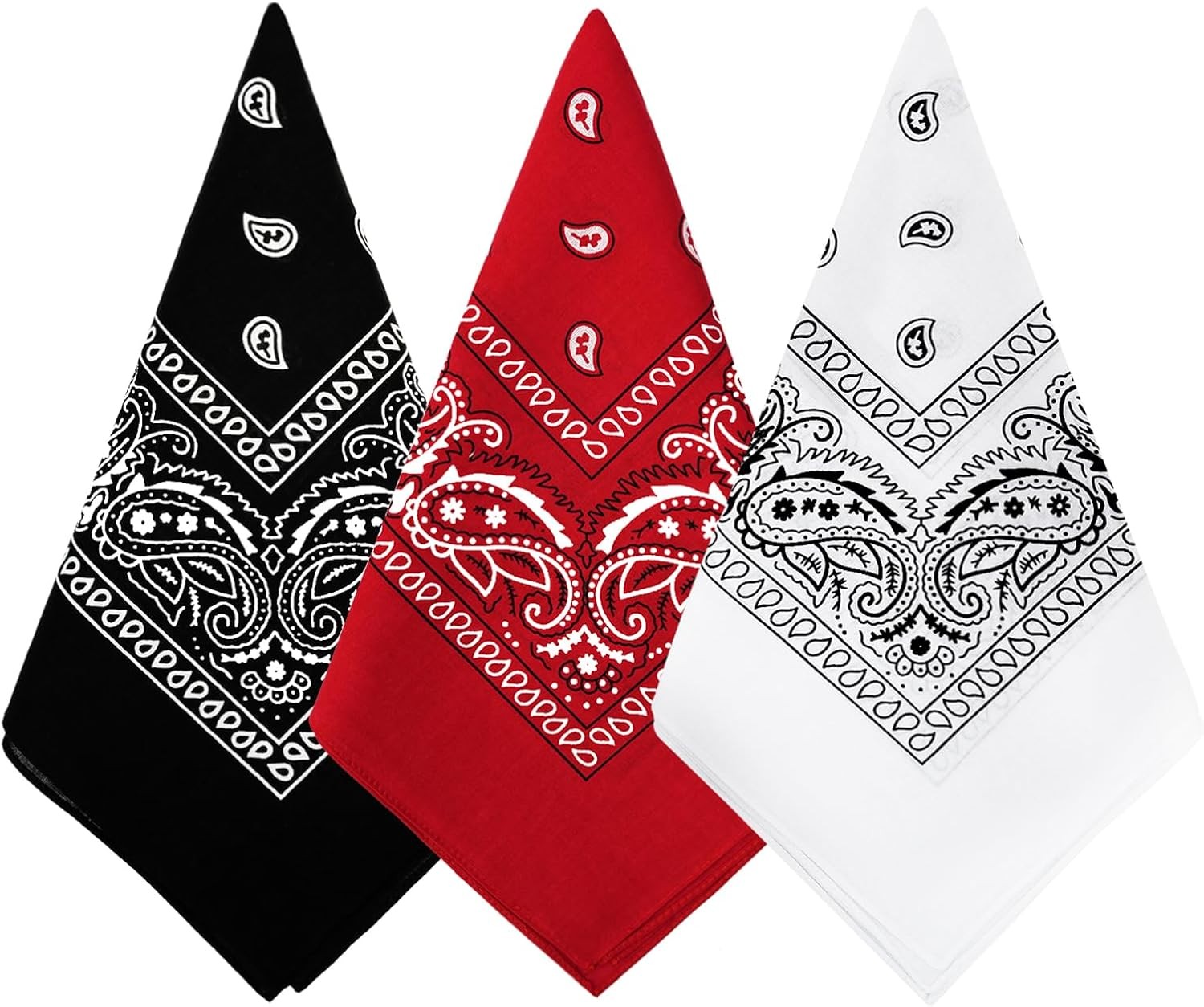 Bycc Bynn 3 Pack 100% Cotton Paisley Pattern Bandanas Face Mask Square Scarf Hea
