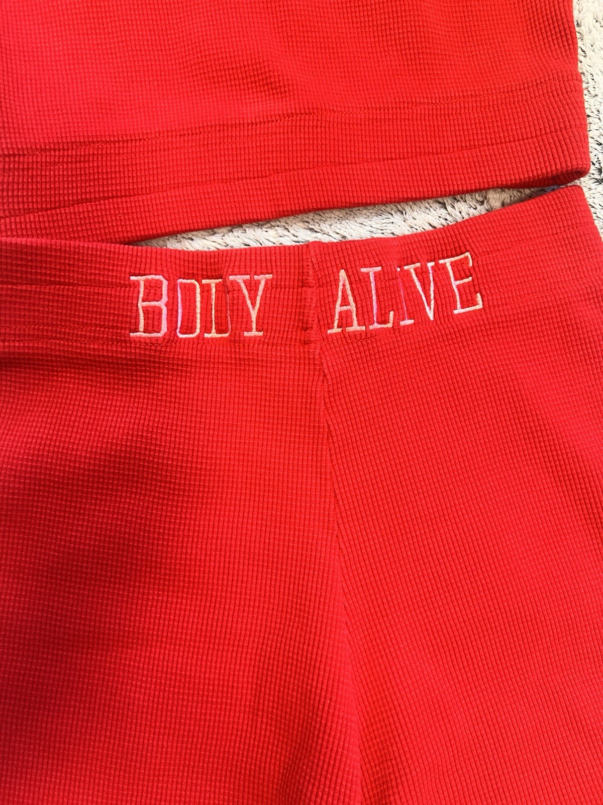 Body Alive Vintage Two-piece Sporty Set In Red Made of Waffle Knit Or Ribbed