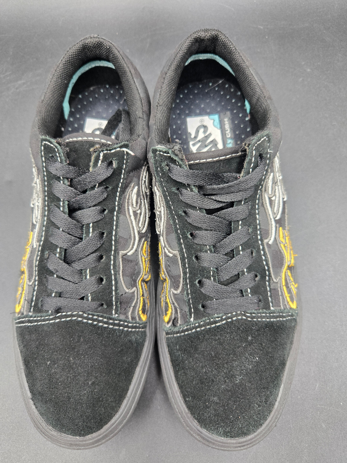Vans Unisex Shoes Mens 6 Comfycush Old Skool Ignition Black Yellow Flames Skate