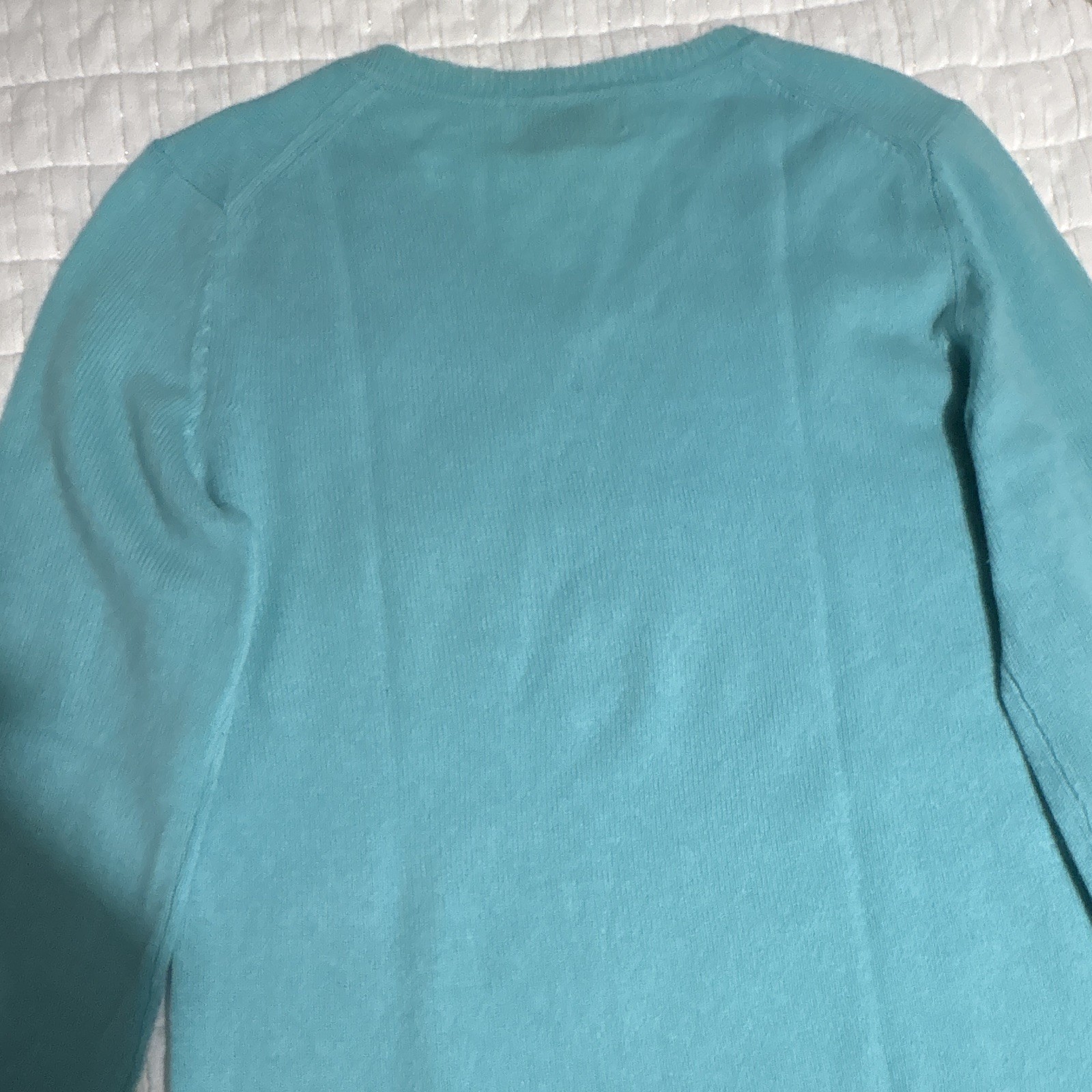 Peck & Peck Blue Solid Knit 100% Cashmere V-Neck Pullover Sweater Women M