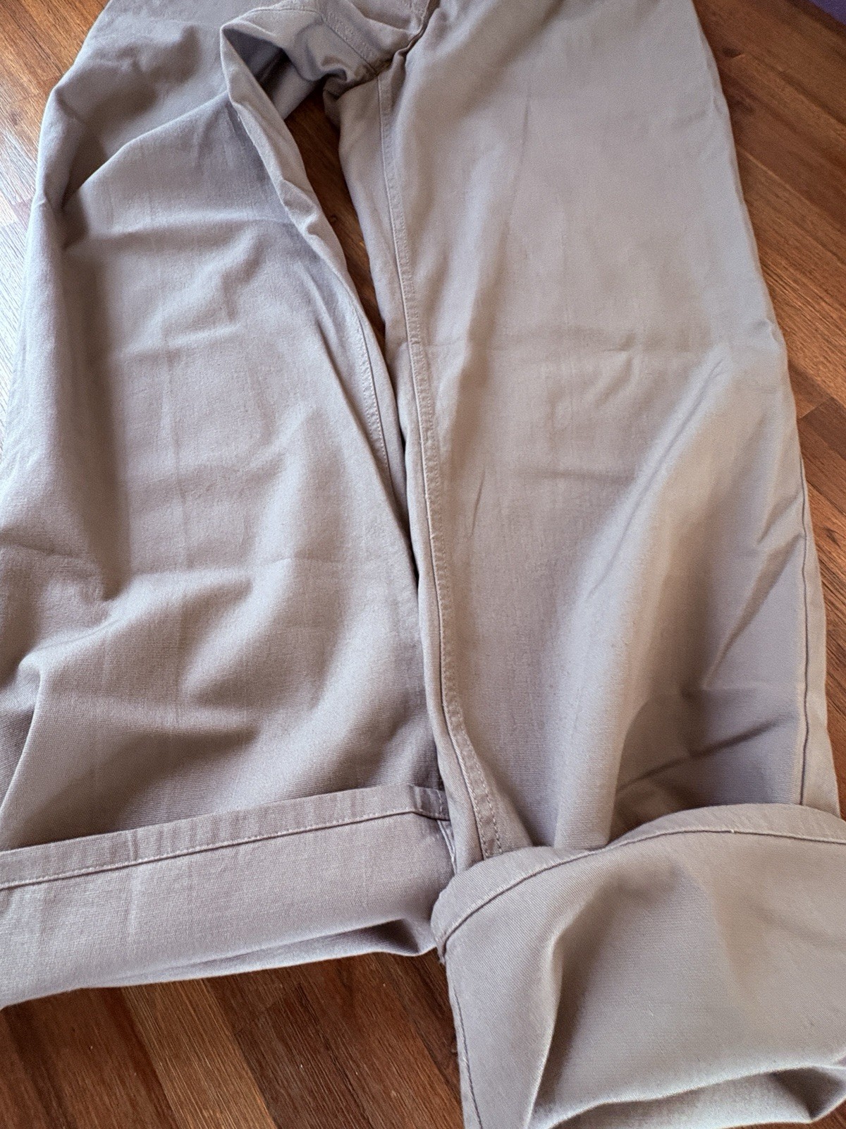 Eileen Fisher Pants Taupe Size Large Wide Leg 37” X 31” 97% Cotton / 3% Spandex