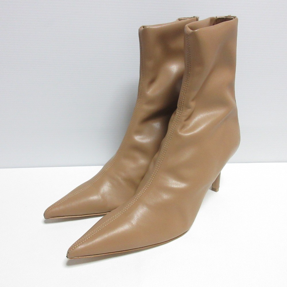 PIPPICHIC pointed toe stretch short boots, size 36.5 (9.3″”), beige Women USED